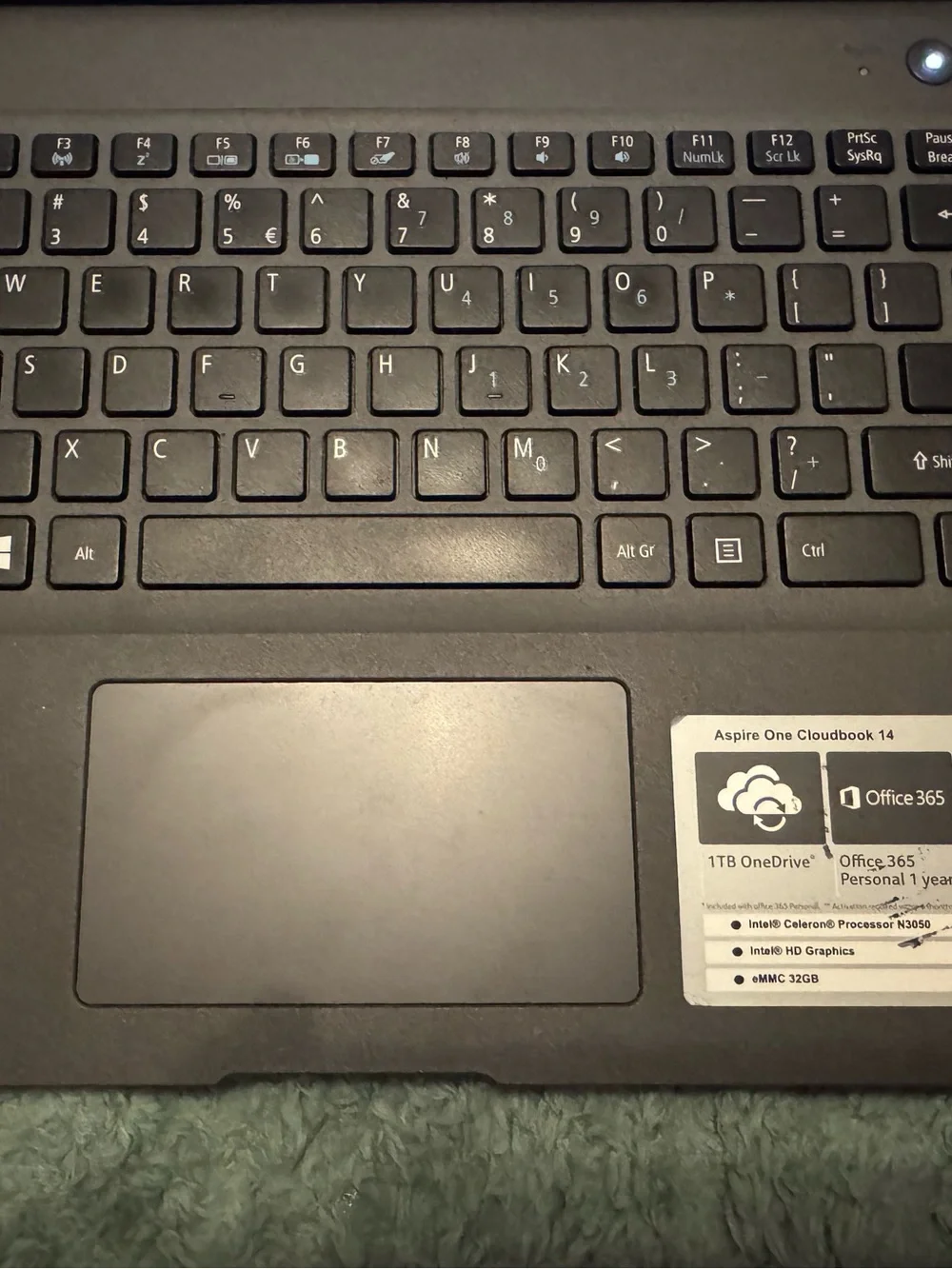 Acer Aspire One Cloudbook 14 2GB DDR3 L Memory eMMC 32GB Intel N3050